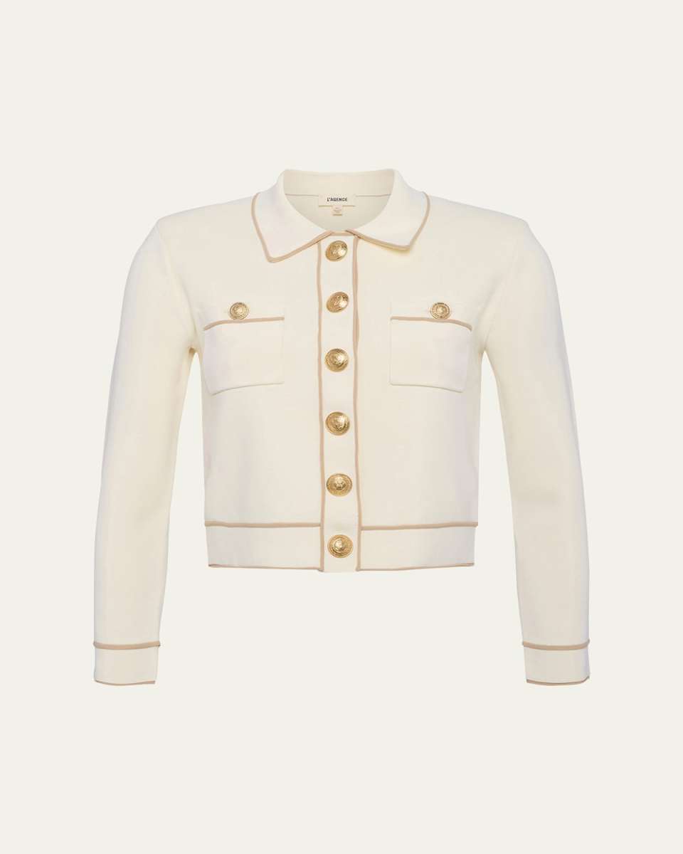 Neo Contrast-Trim Cropped Cardigan